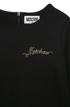 Детское платье из вискозы MOSCHINO черного цвета, арт. HDV0DU/LJA07/4A-8A | Фото 3 (Рукава: Длинные; Случай: Повсед�невный; Материал сплава: Проставлено; Материал внешний: Вискоза; Драгоценные камни: Проставлено)