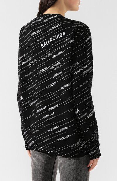 Шерстяной пуловер BALENCIAGA черно-белого цвета по цене 74500 руб., арт. 559078/T1524, фото 4 Шерстяной пуловер BALENCIAGA, арт. 559078/T1524, фото 4