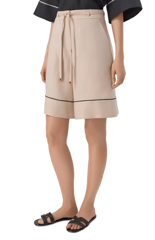 Льняные шорты Agnona T81102E/U3034E Бежевый  T81102E/U3034E Фото 3