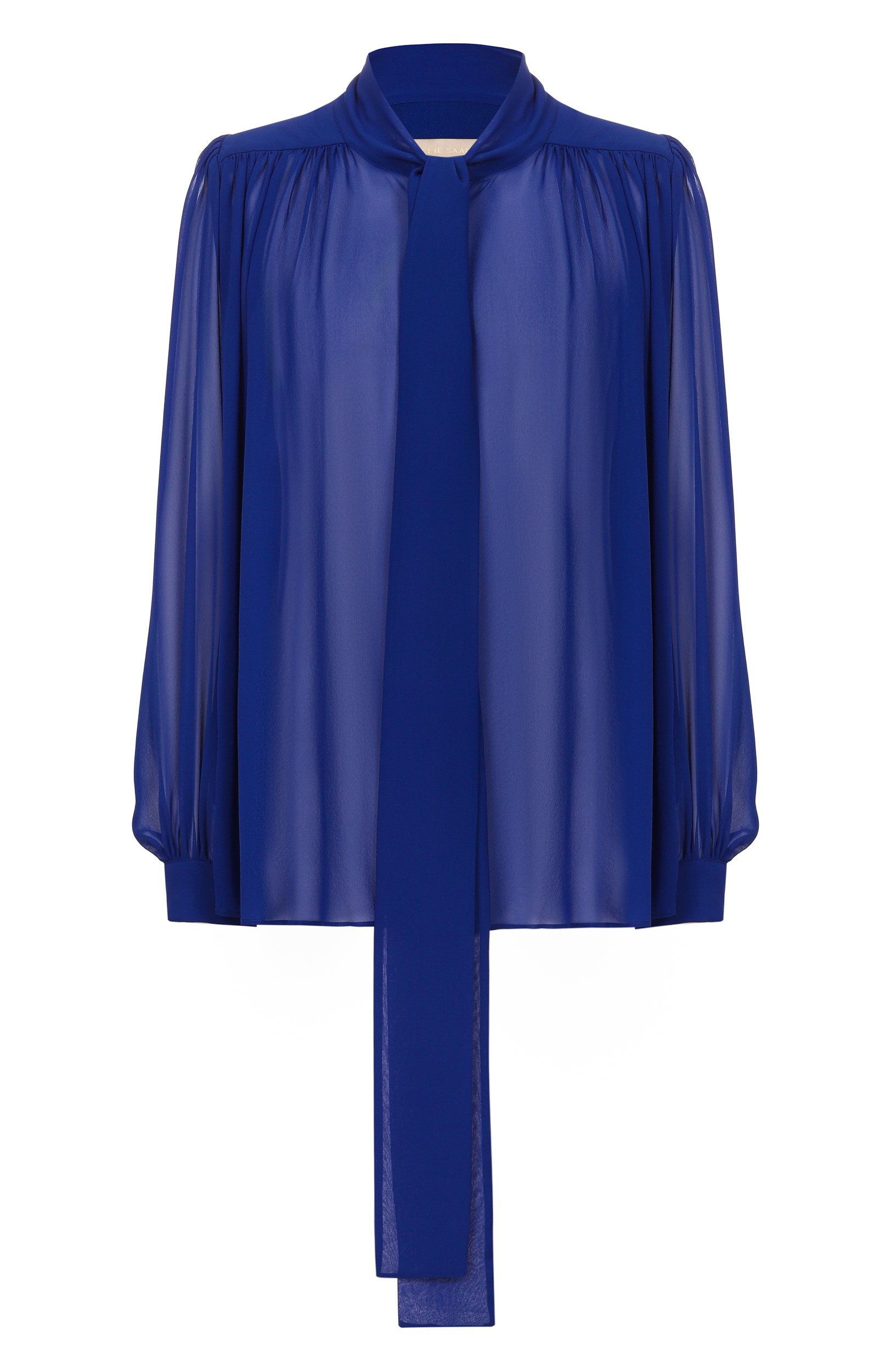Шелковая блузка ELIE SAAB синего цвета по цене 199500 руб., арт. T0401/SI001, фото 1 Шелковая блузка ELIE SAAB, арт. T0401/SI001, фото 1