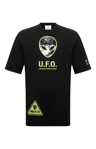 Хлопковая футболка DIEGO VENTURINO черного цвета по цене 17450 руб., арт. SS22-DV TS0 UF0, фото 1 Хлопковая футболка DIEGO VENTURINO, арт. SS22-DV TS0 UF0, фото 1