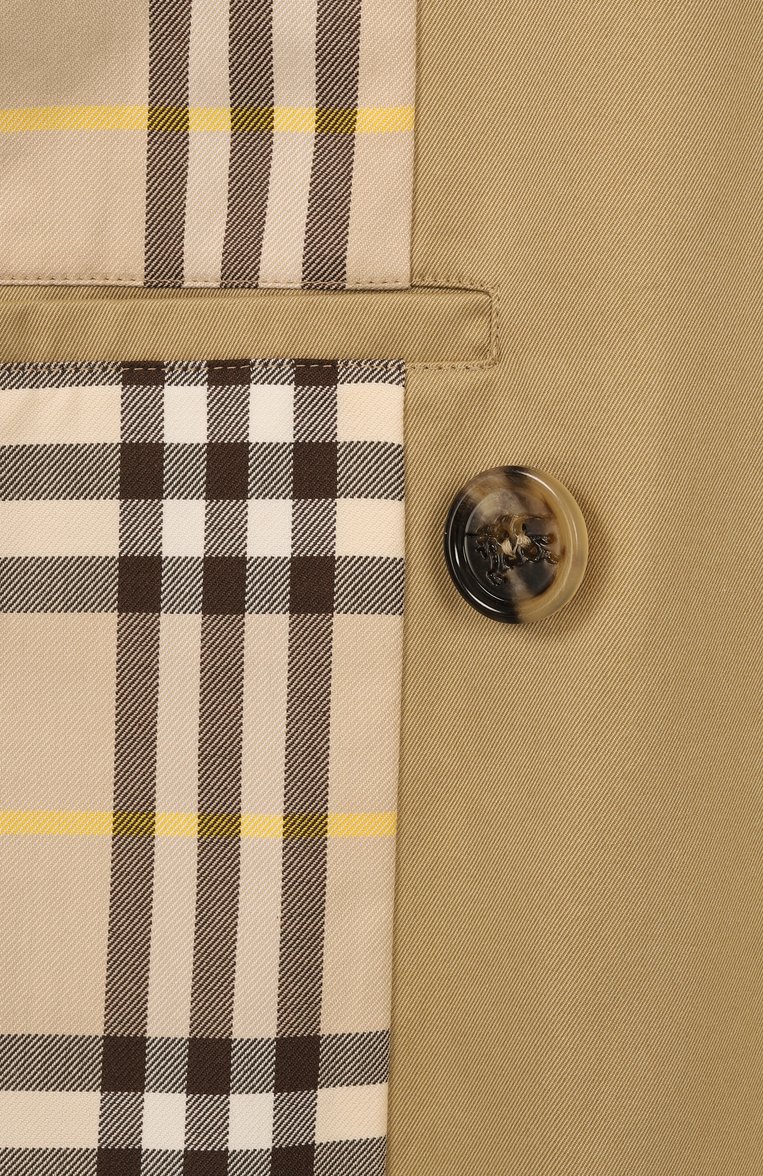 Женский хлопковый тренч BURBERRY бежевого цвета, арт. 8104711 | Фото 7 (Материал подклада: Хлопок; Рукава: Длинные; Материал внешний: Хлопок; Длина (верхняя одежда): Длинные; Стили: Классический; Кросс-КТ: Куртка)