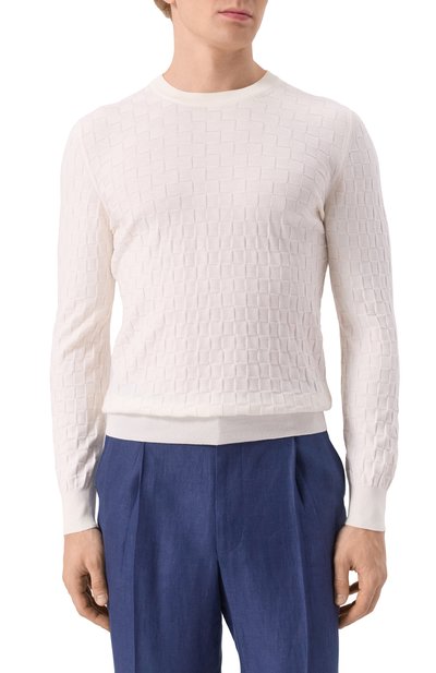 Хлопковый джемпер GRAN SASSO белого цвета по цене 25350 руб., арт. 57109/18040, фото 3 Хлопковый джемпер GRAN SASSO, арт. 57109/18040, фото 3