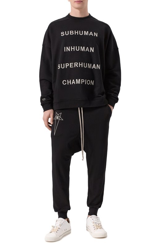 Хлопковый свитшот Rick Owens CM01E1669/CHFE Чёрный  CM01E1669/CHFE Фото 2