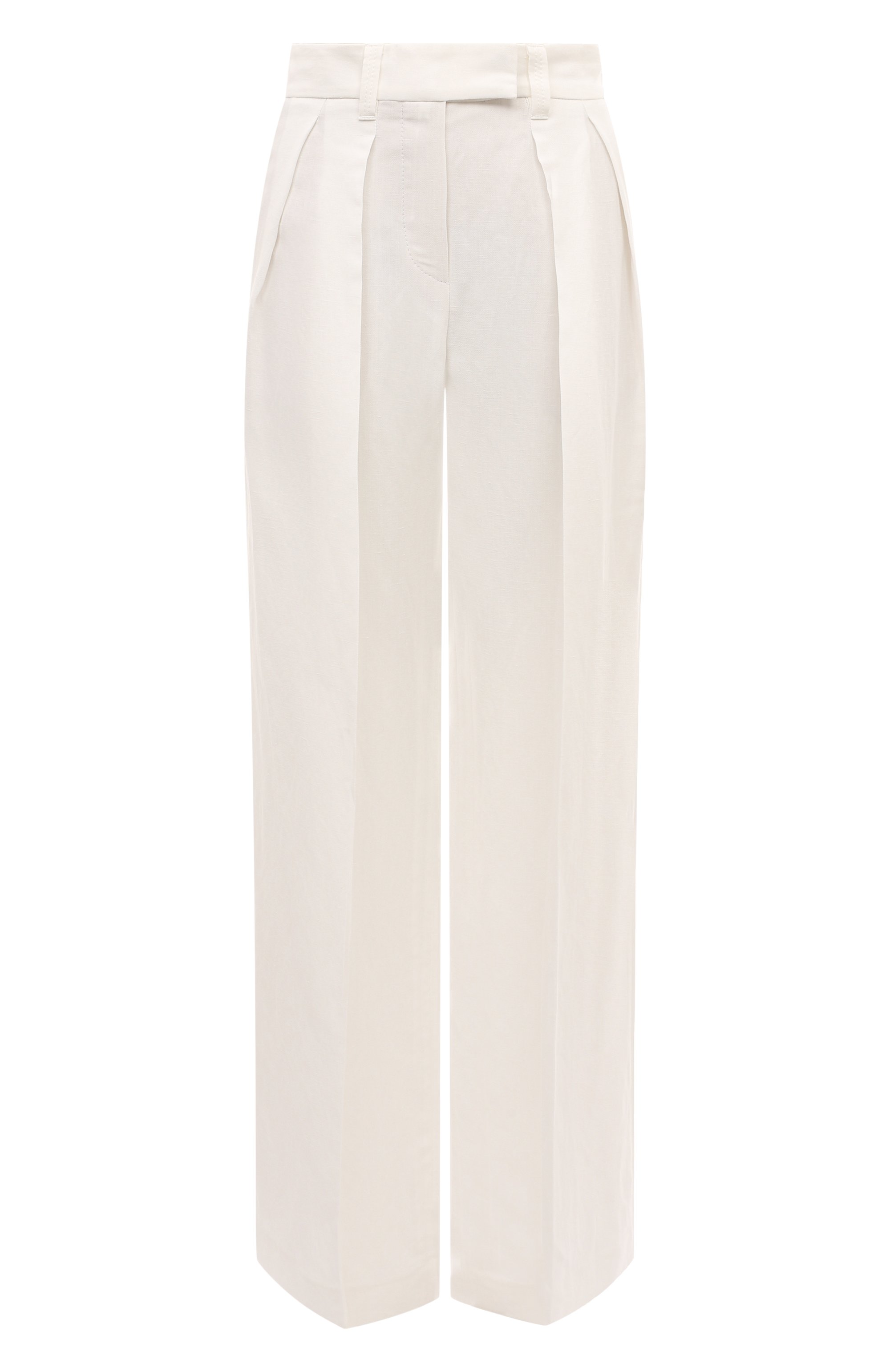 Брюки из вискозы и льна BRUNELLO CUCINELLI кремового цвета по цене 155500 руб., арт. MH126P8512, фото 1 Брюки из вискозы и льна BRUNELLO CUCINELLI, арт. MH126P8512, фото 1