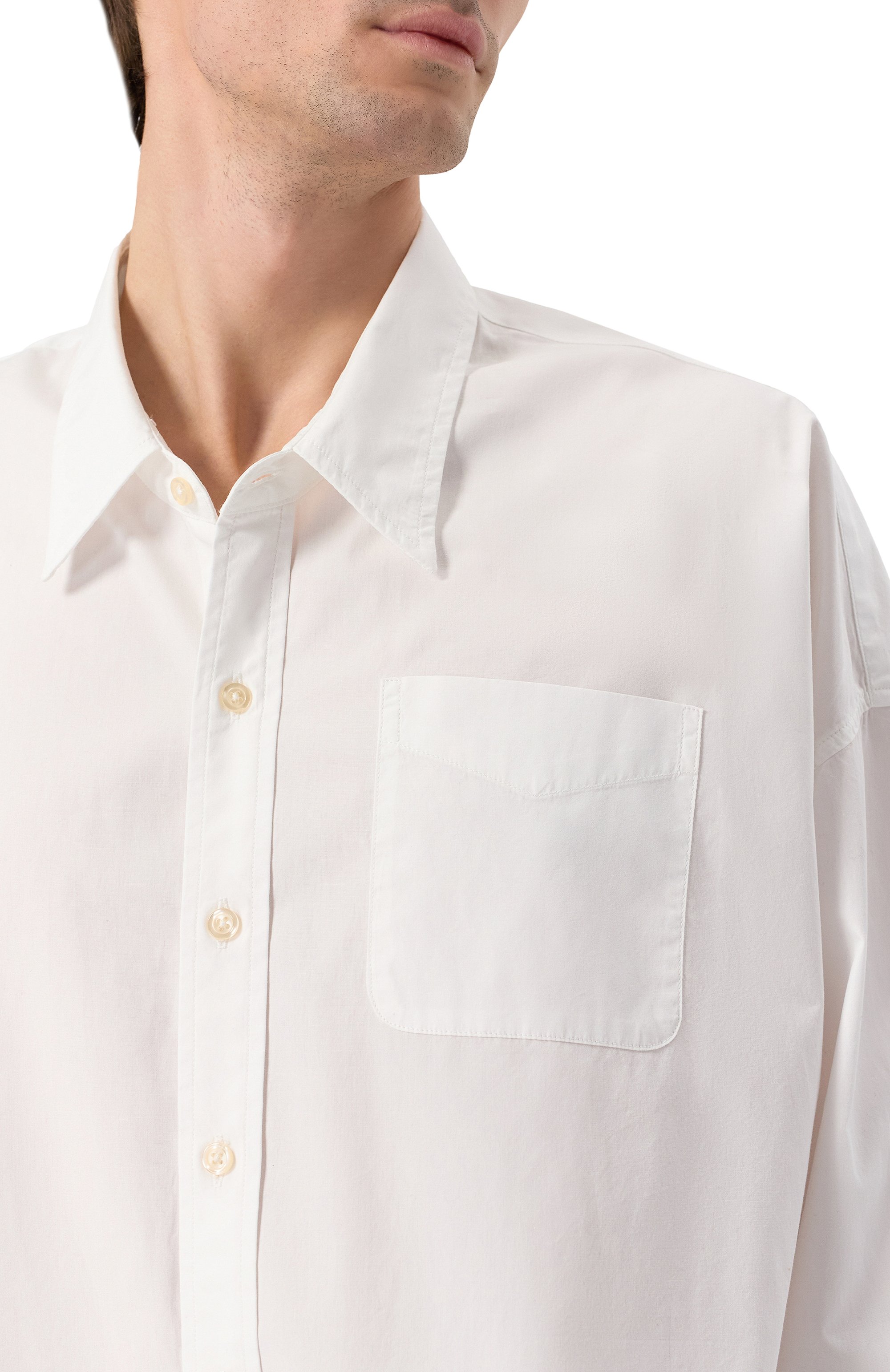 Хлопковая рубашка R13 белого цвета по цене 43850 руб., арт. R13W7469-001, фото 5 Хлопковая рубашка R13, арт. R13W7469-001, фото 5