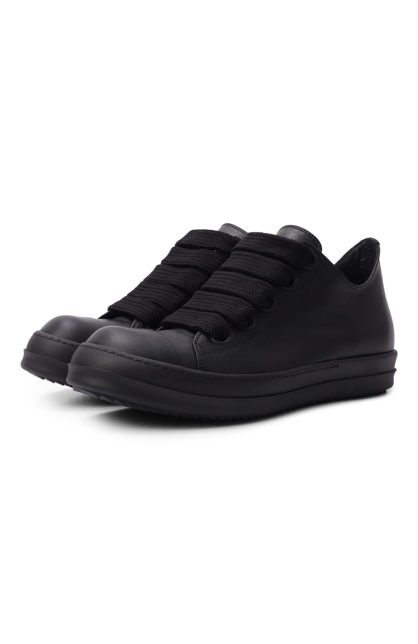 Кожаные кеды tower jumbolace low RICK OWENS черного цвета по цене 106000 руб., арт. RU02F4893/LC0W2, фото 1 Кожаные кеды tower jumbolace low RICK OWENS, арт. RU02F4893/LC0W2, фото 1