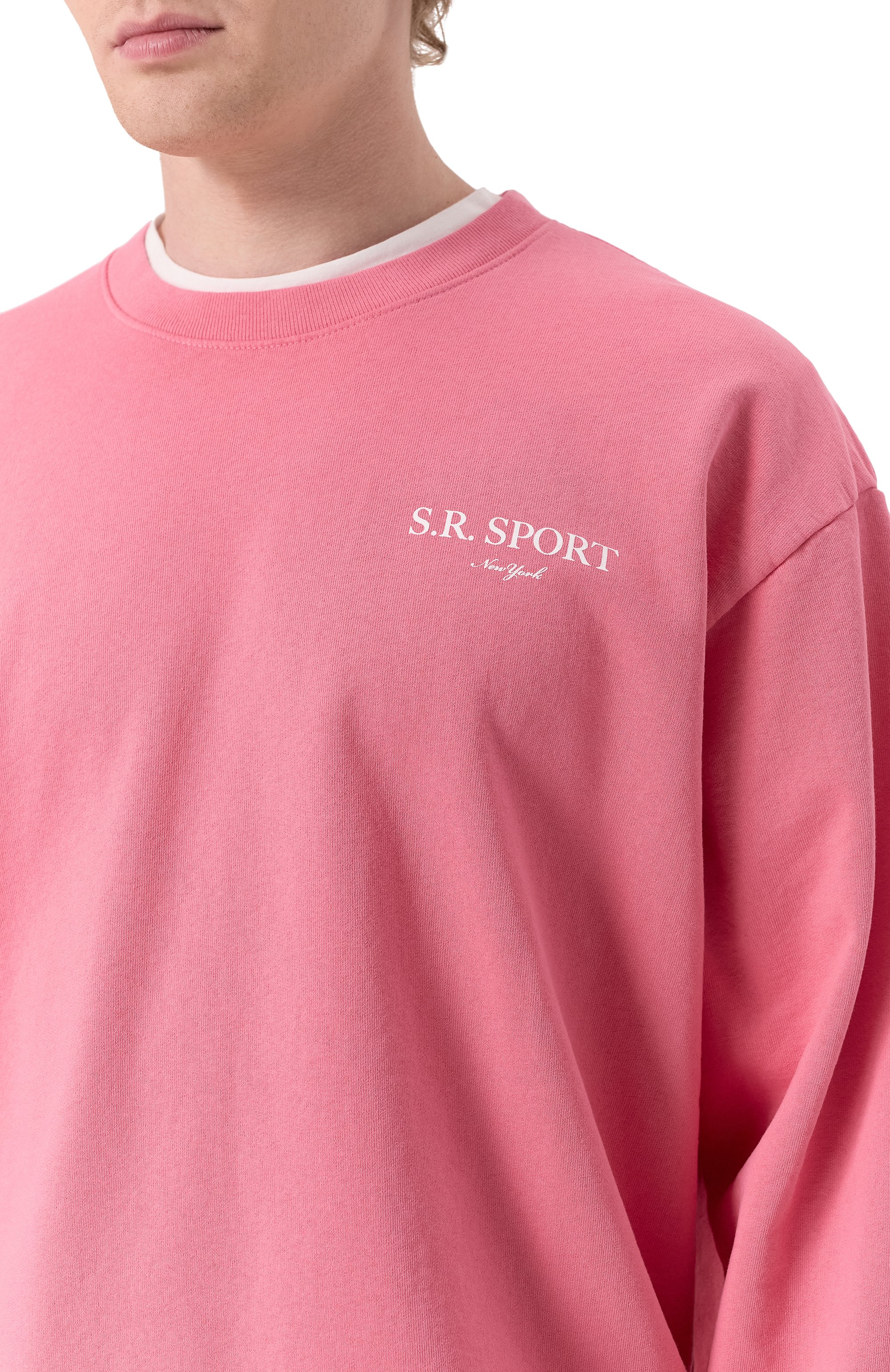 Хлопковый свитшот SPORTY AND RICH кораллового цвета по цене 24750 руб., арт. ST071612201P139, фото 5 Хлопковый свитшот SPORTY AND RICH, арт. ST071612201P139, фото 5