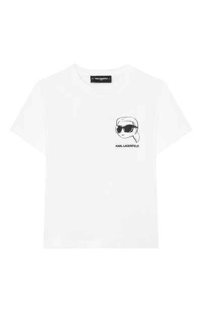 Хлопковая футболка KARL LAGERFELD KIDS, арт. Z31103