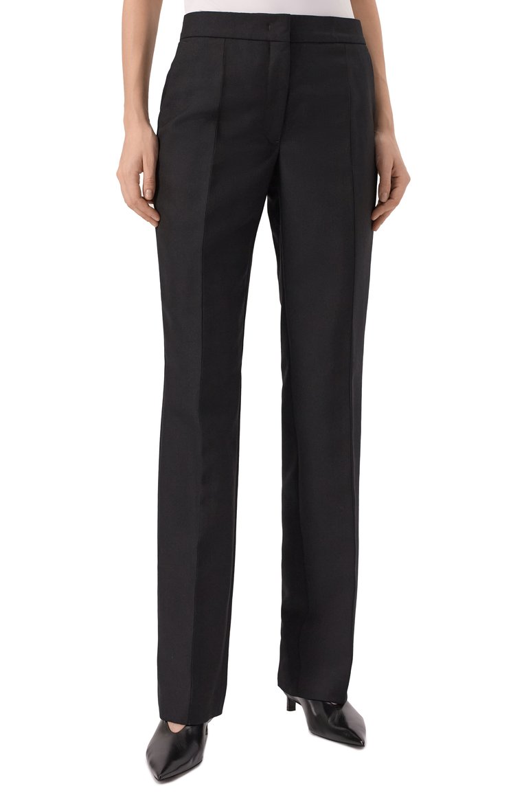 Женские шерстяные брюки JIL SANDER черного цвета, арт. J02KA0274-J40189 | Фото 3 (Материал внешний: Шерсть; Стили: Классический; Силуэт Ж (брюки и джинсы): Прямые; Женское Кросс-КТ: Брюки-одежда; Длина (брюки, джинсы): Стандартные; Автоматизация состава: Проставлено; Автоматизация ТО: Проставлено)