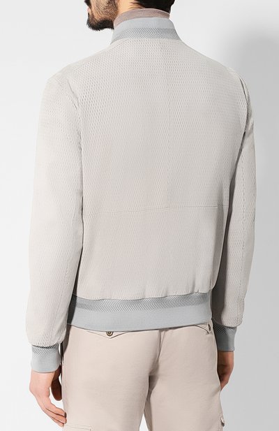 Кожаный бомбер ZEGNA светло-серого цвета по цене 468500 руб., арт. USPGL/S179, фото 4 Кожаный бомбер ZEGNA, арт. USPGL/S179, фото 4