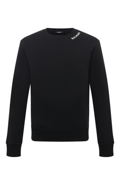 Мужской хлопковый свитшот BALMAIN черно-белого цвета, арт. CH1JQ040/BC62 | Фото 1 (Рукава: Длинные; Принт: Без принта; Длина (для топов): Стандартные; Мужское Кросс-КТ: свитшот-одежда; Материал сплава: Проставлено; Материал внешний: Хлопок; Стили: Спорт-шик; Драгоценные камни: Проставлено)