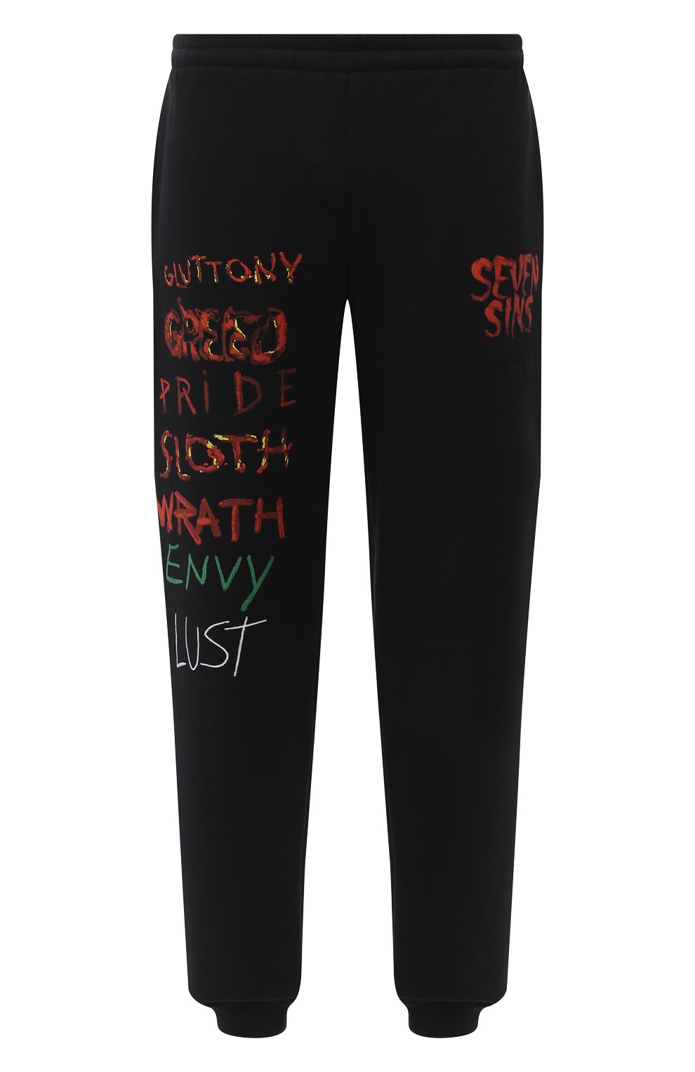 Хлопковые джоггеры VETEMENTS черного цвета по цене 75150 руб., арт. MAH21TR639 1601/W, фото 1 Хлопковые джоггеры VETEMENTS, арт. MAH21TR639 1601/W, фото 1