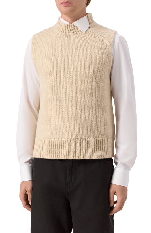 Жилет из шерсти и кашемира Dries Van Noten 021245-2710-005 Кремовый  021245-2710-005 Фото 3