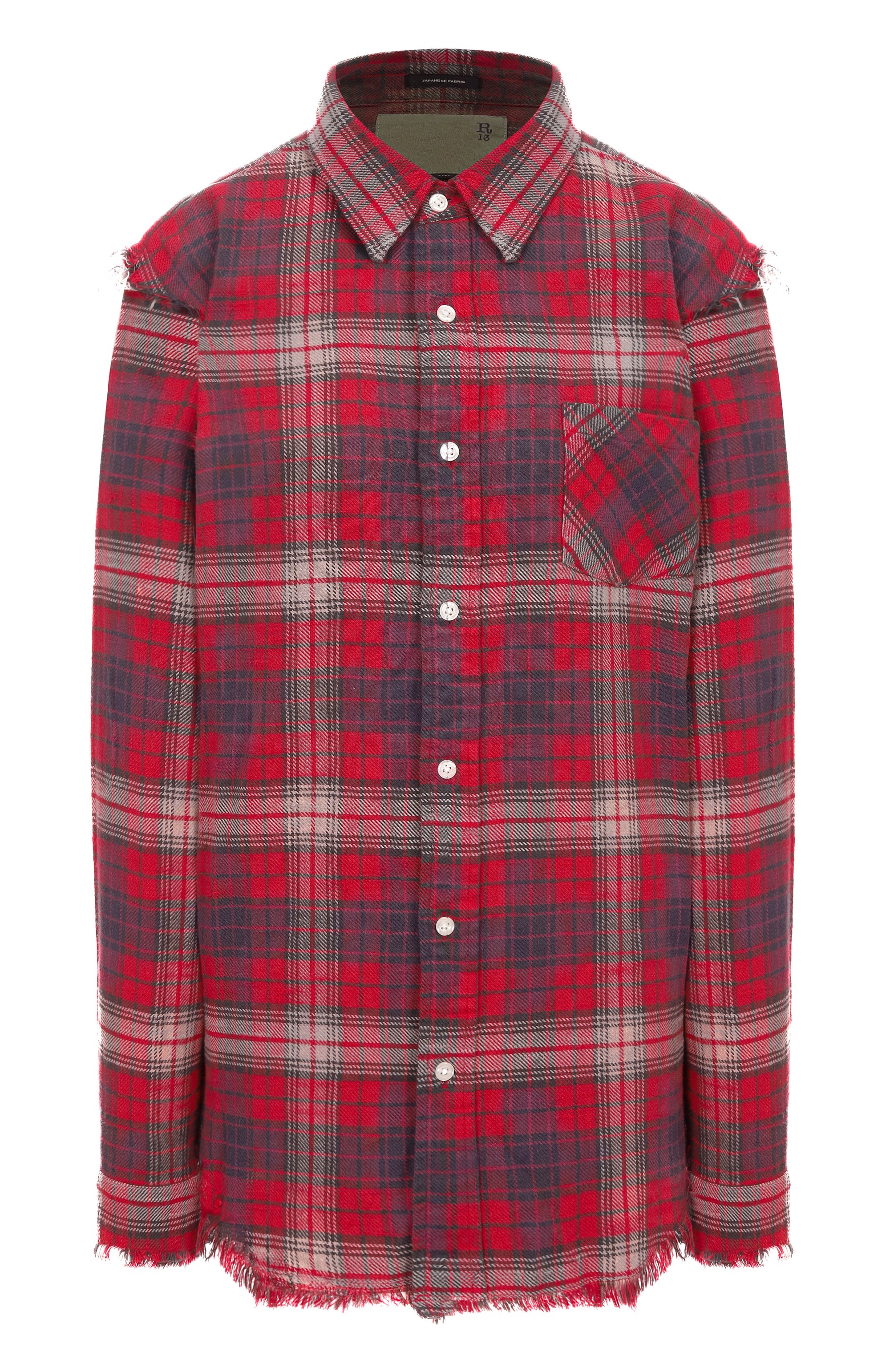 Хлопковая рубашка R13 красного цвета по цене 83700 руб., арт. R13WR008-R604B, фото 1 Хлопковая рубашка R13, арт. R13WR008-R604B, фото 1