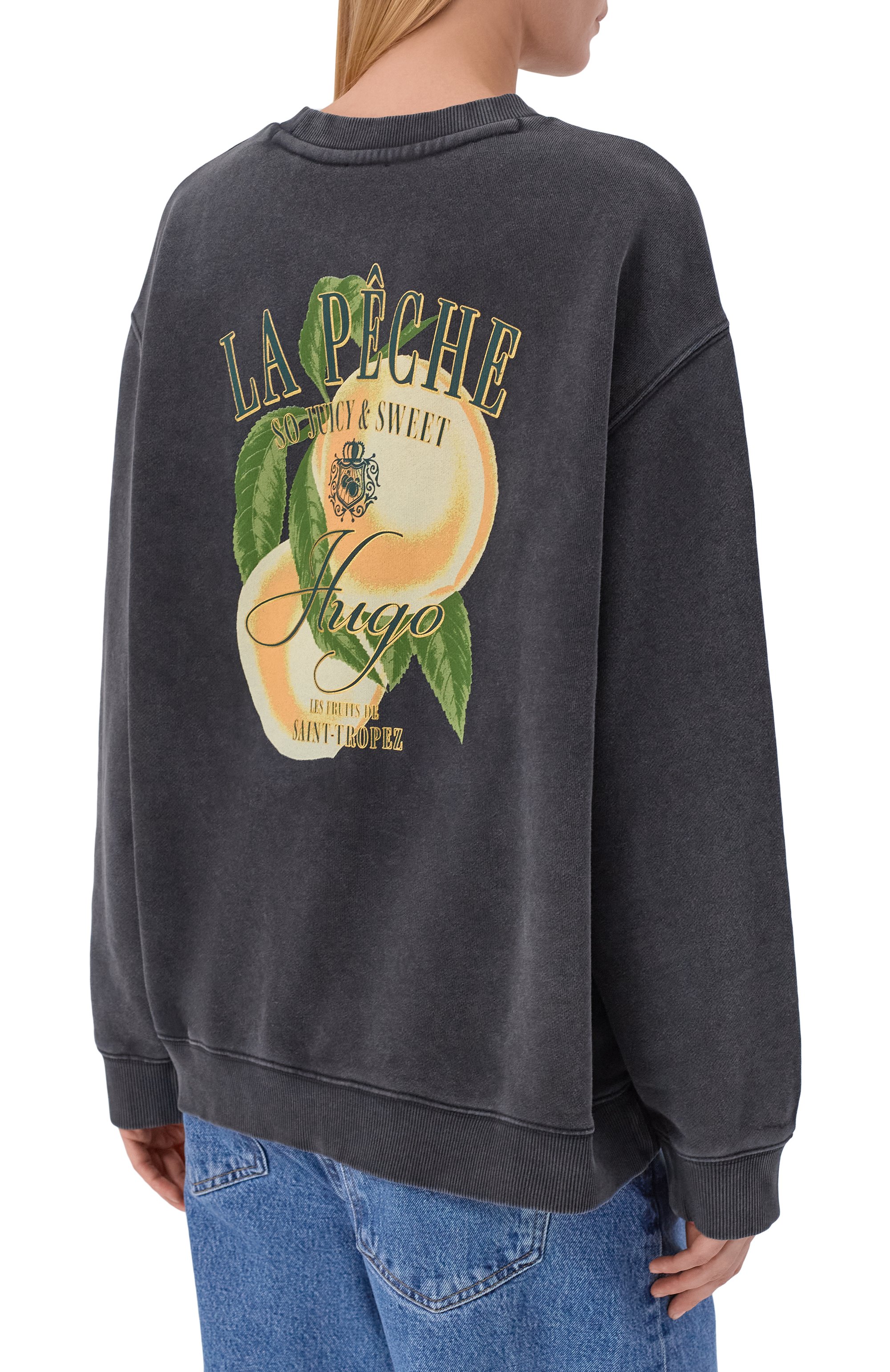 Хлопковый свитшот HUGO темно-серого цвета по цене 16550 руб., арт. 50561270, фото 4 Хлопковый свитшот HUGO, арт. 50561270, фото 4