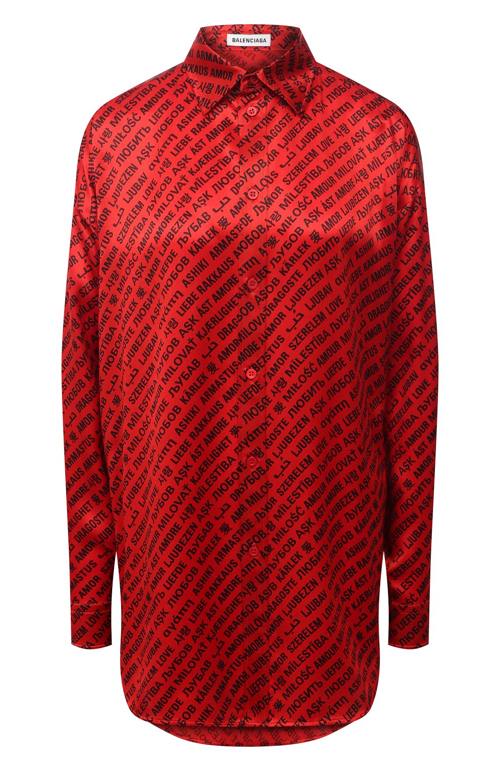 Атласная рубашка BALENCIAGA красного цвета по цене 111000 руб., арт. 623037/TJLI1, фото 1 Атласная рубашка BALENCIAGA, арт. 623037/TJLI1, фото 1
