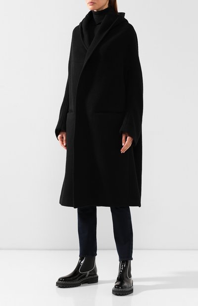 Кашемировое пальто YOHJI YAMAMOTO черного цвета по цене 127000 руб., арт. YJ-C01-127, фото 3 Кашемировое пальто YOHJI YAMAMOTO, арт. YJ-C01-127, фото 3