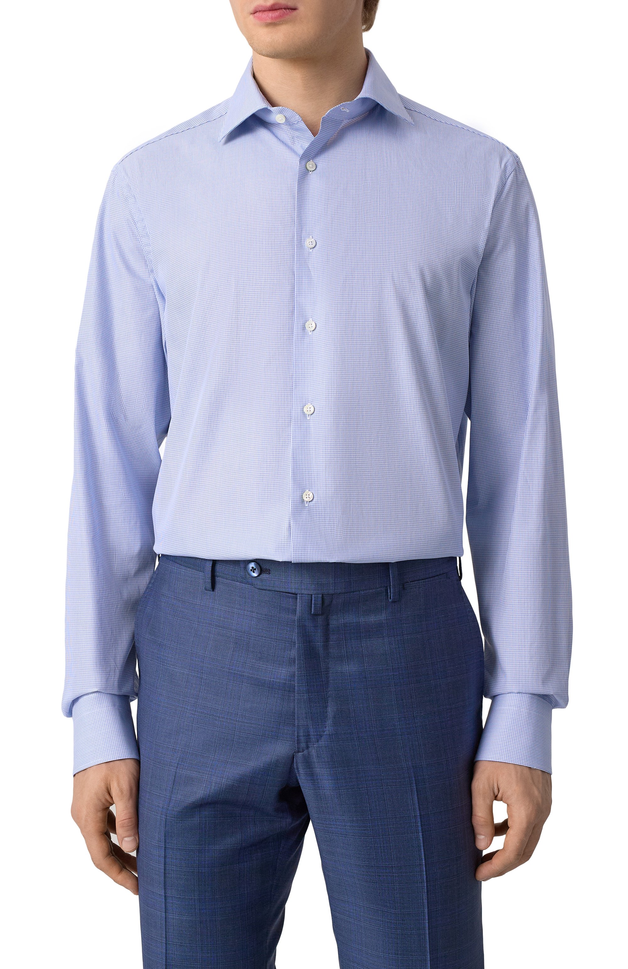 Хлопковая сорочка CANALI синего цвета по цене 36650 руб., арт. CCL7098/GD03461, фото 3 Хлопковая сорочка CANALI, арт. CCL7098/GD03461, фото 3