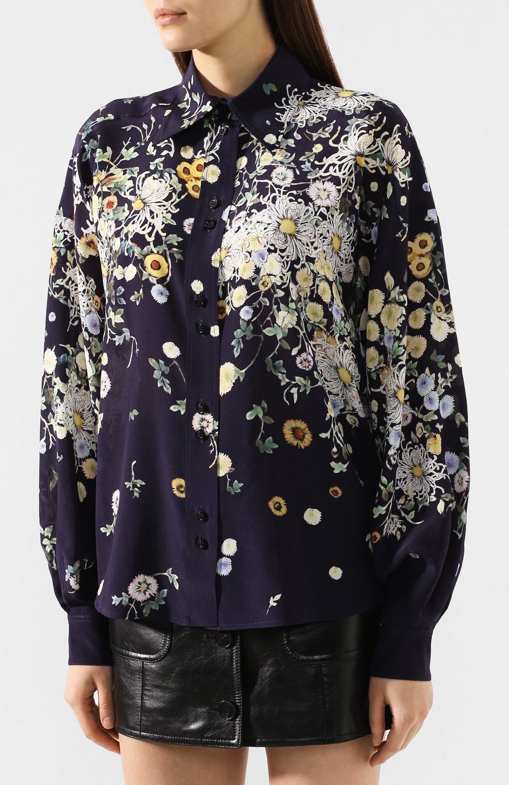 Шелковая рубашка GIVENCHY синего цвета по цене 92500 руб., арт. BW60K212HK, фото 3 Шелковая рубашка GIVENCHY, арт. BW60K212HK, фото 3