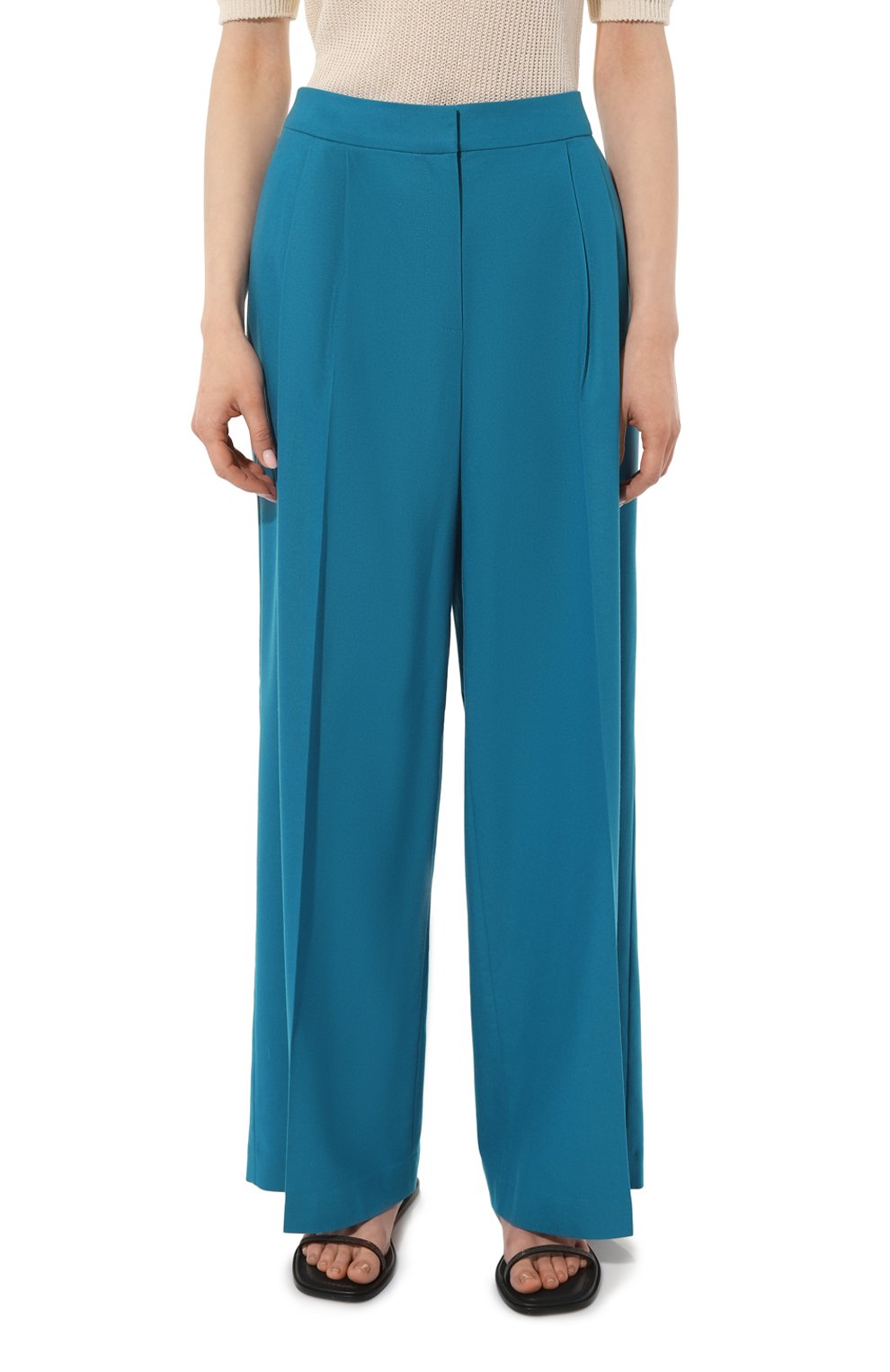 Шерстяные брюки AKHMADULLINA бирюзового цвета по цене 39900 руб., арт. 1123.3B012/W406, фото 3 Шерстяные брюки AKHMADULLINA, арт. 1123.3B012/W406, фото 3