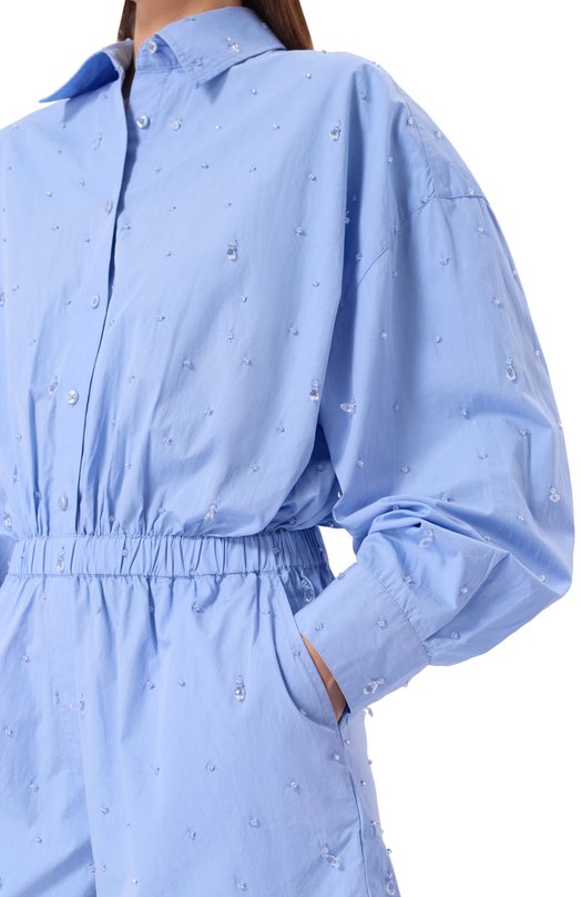 Хлопковый комбинезон с отделкой бисером Giuseppe di Morabito 06PSJP500R 16406 Голубой  06PSJP500R 16406 Фото 4