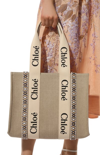 Сумка-тоут woody small CHLOÉ светло-зеленого цвета по цене 115500 руб., арт. CHC22SS383G42, фото 3 Сумка-тоут woody small CHLOÉ, арт. CHC22SS383G42, фото 3