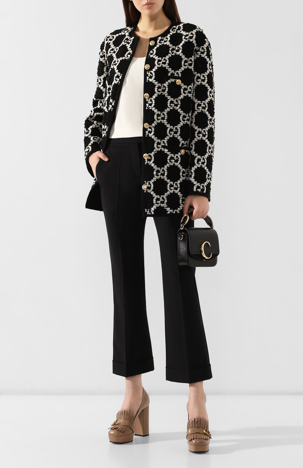 Кожаные туфли gg marmont GUCCI бежевого цвета по цене 65500 руб., арт. 573019/C9D00, фото 2 Кожаные туфли gg marmont GUCCI, арт. 573019/C9D00, фото 2