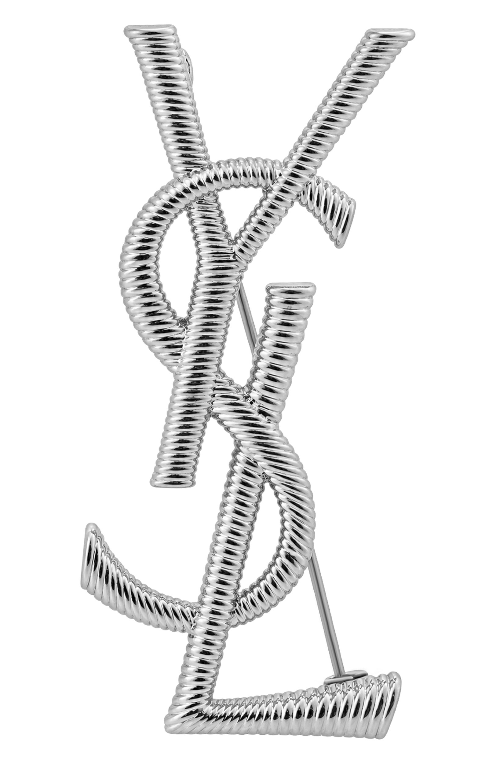 Брошь SAINT LAURENT серебряного цвета по цене 58700 руб., арт. 804317/Y1500, фото 1 Брошь SAINT LAURENT, арт. 804317/Y1500, фото 1