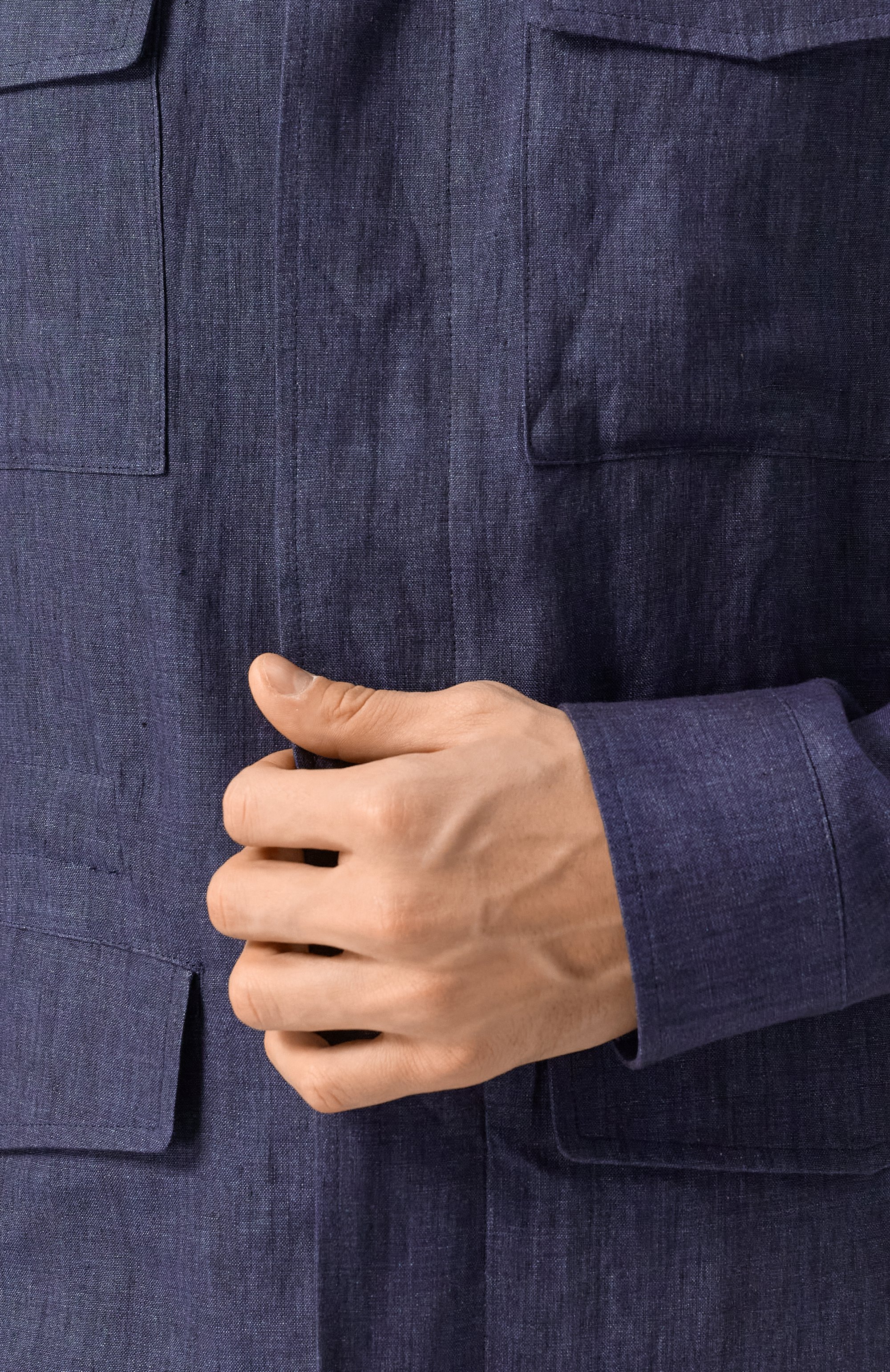 Льняная куртка-рубашка PAUL&SHARK темно-синего цвета по цене 99450 руб., арт. 25412712, фото 5 Льняная куртка-рубашка PAUL&SHARK, арт. 25412712, фото 5