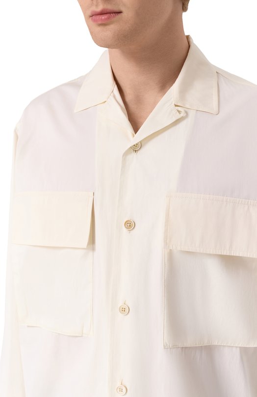 Хлопковая рубашка Jil Sander J47DL0167-J45292 Кремовый  J47DL0167-J45292 Фото 5