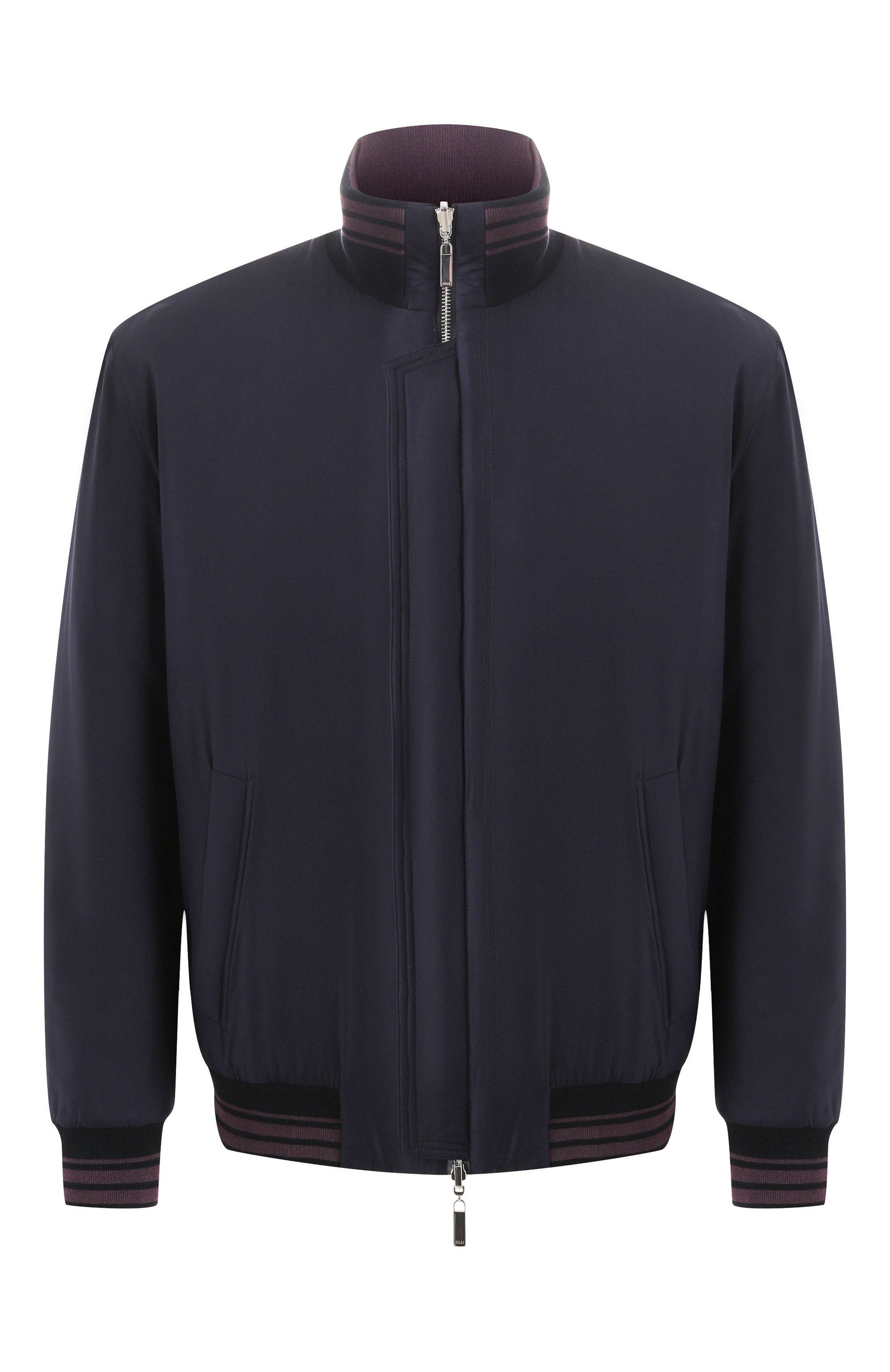 Двусторонний шелковый бомбер ZILLI темно-синего цвета по цене 483500 руб., арт. B0MR02M060077001A/62, фото 1 Двусторонний шелковый бомбер ZILLI, арт. B0MR02M060077001A/62, фото 1