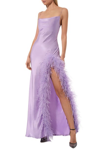 Атласное платье с отделкой перьями SASHA KIM, арт. УТ-00001314, фото 2