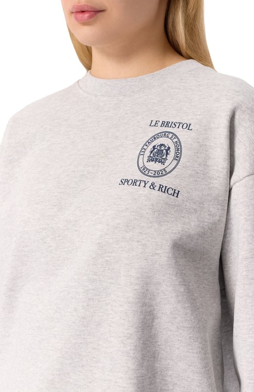 Хлопковый свитшот Sporty and Rich ST071517620GY03 Серый  ST071517620GY03 Фото 5