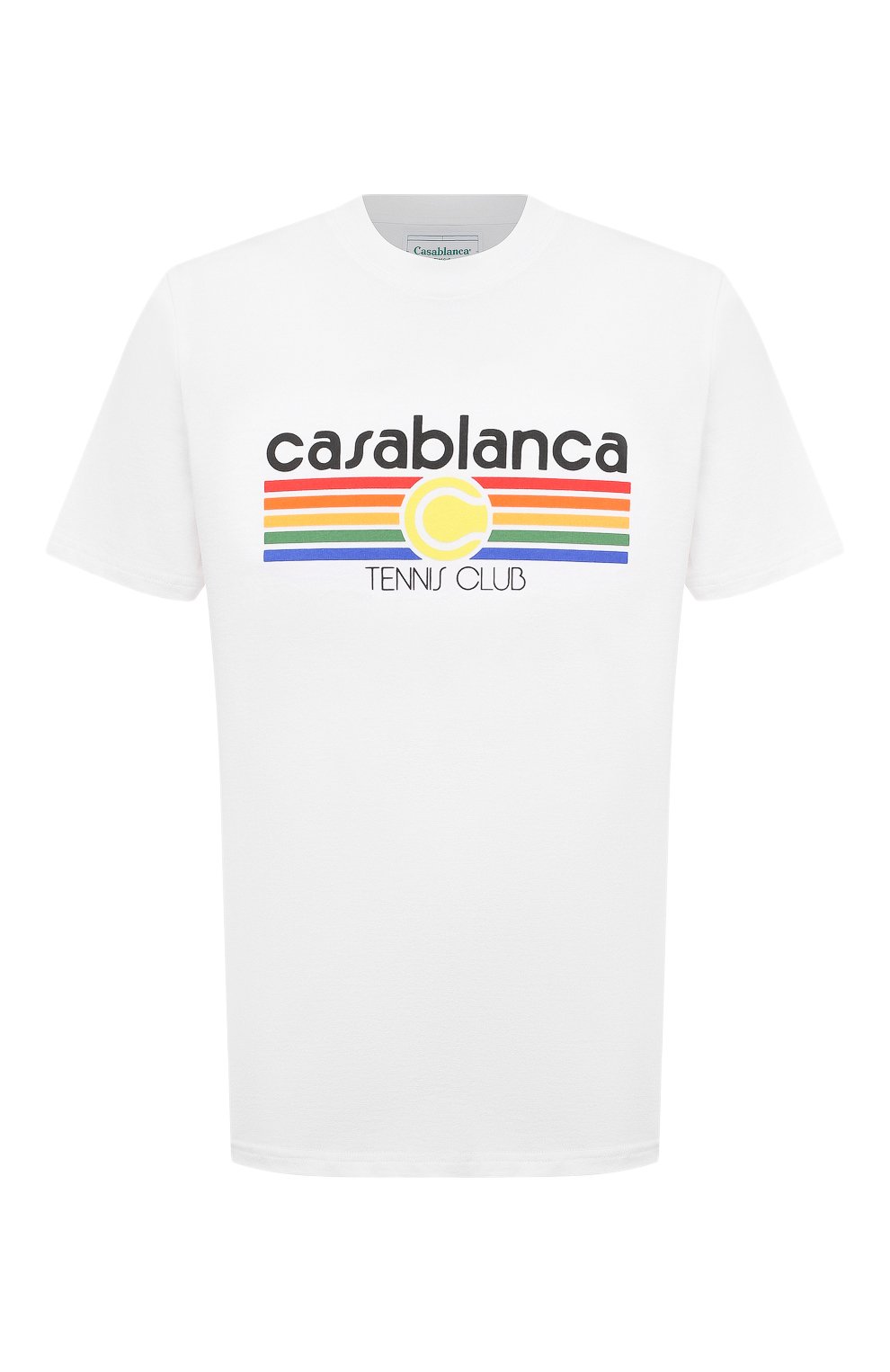 Хлопковая футболка CASABLANCA, арт. MS21-TS-001 WHITE - TENNIS STRIPE, фото 1
