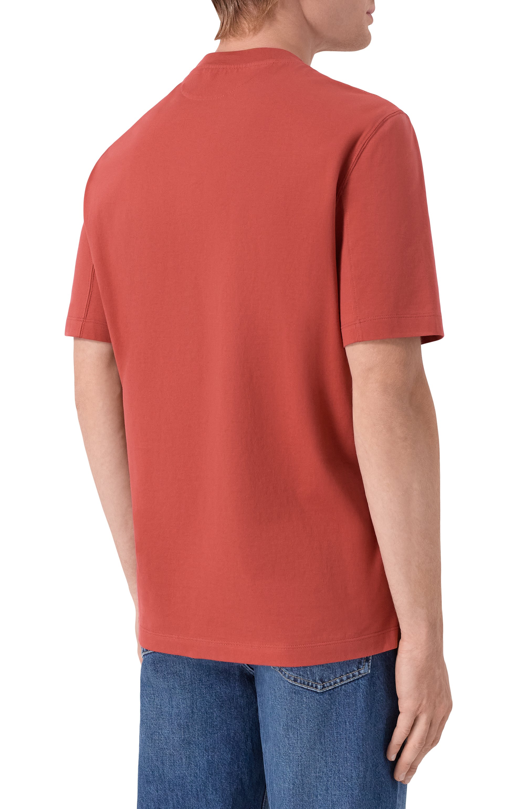 Хлопковая футболка BRUNELLO CUCINELLI красного цвета по цене 51950 руб., арт. M0B138440, фото 4 Хлопковая футболка BRUNELLO CUCINELLI, арт. M0B138440, фото 4