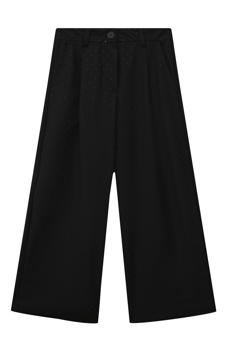 Детские брюки MONNALISA черного цвета, арт. 41C403 | Фото 1 (Материал внешний: Синтетический материал; Материал сплава: Проставлено; Нос: Не проставлено; Стили: Классический; Материал подклада: Хлопок)