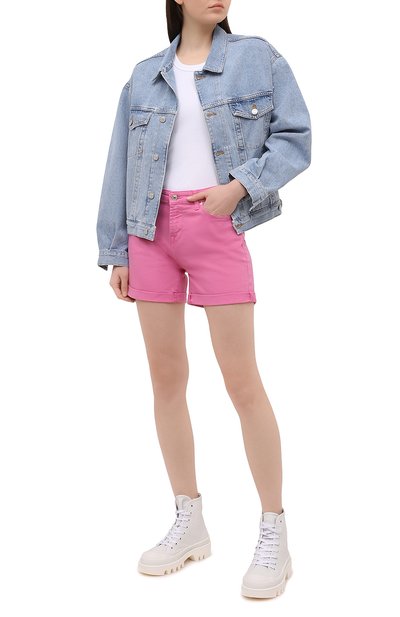 Джинсовые шорты 7 FOR ALL MANKIND розового цвета по цене 12850 руб., арт. JSWUA850WI, фото 2 Джинсовые шорты 7 FOR ALL MANKIND, арт. JSWUA850WI, фото 2