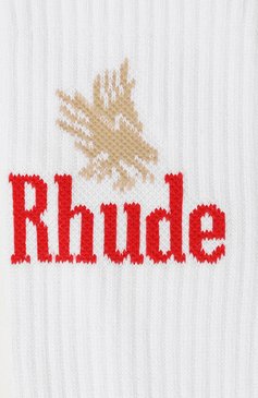 Мужские хлопковые носки RHUDE белого цвета, арт. RHPS24S002616149 | Фото 2 (Материал внешний: Хлопок, Синтетический материал; Материал сплава: Проставлено; Нос: Не проставлено; Кросс-КТ: бельё)