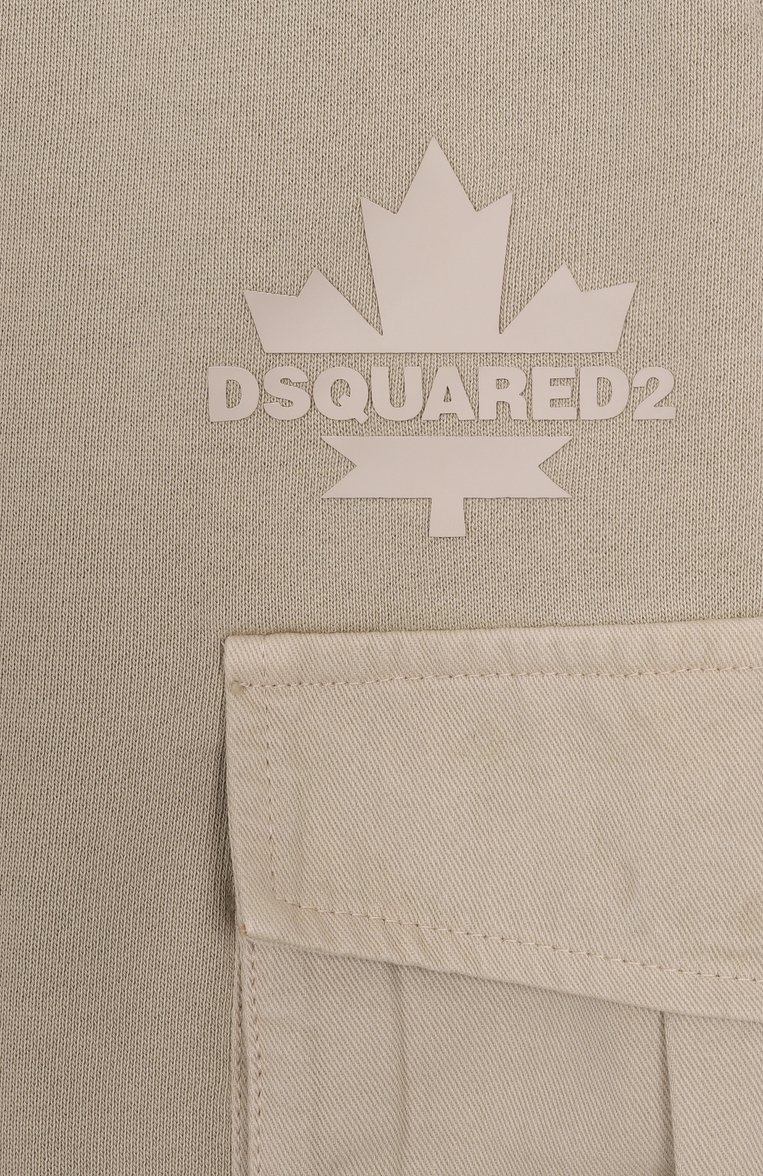 Детские хлопковые джоггеры DSQUARED2 бежевого цвета, арт. DQ2721/D0AC6 | Фото 3 (Материал внешний: Хлопок; Нос: Не проставлено; Мальчики Кросс-КТ: Джоггеры-одежда; Автоматизация состава: Проставлено; Ростовка одежда: 4 года | 104 см, 6 лет | 116 см, 8 лет | 128 см, 10 - 11 лет | 140 - 146см, 13 - 15 лет | 158 см, 16 лет | 164 см)