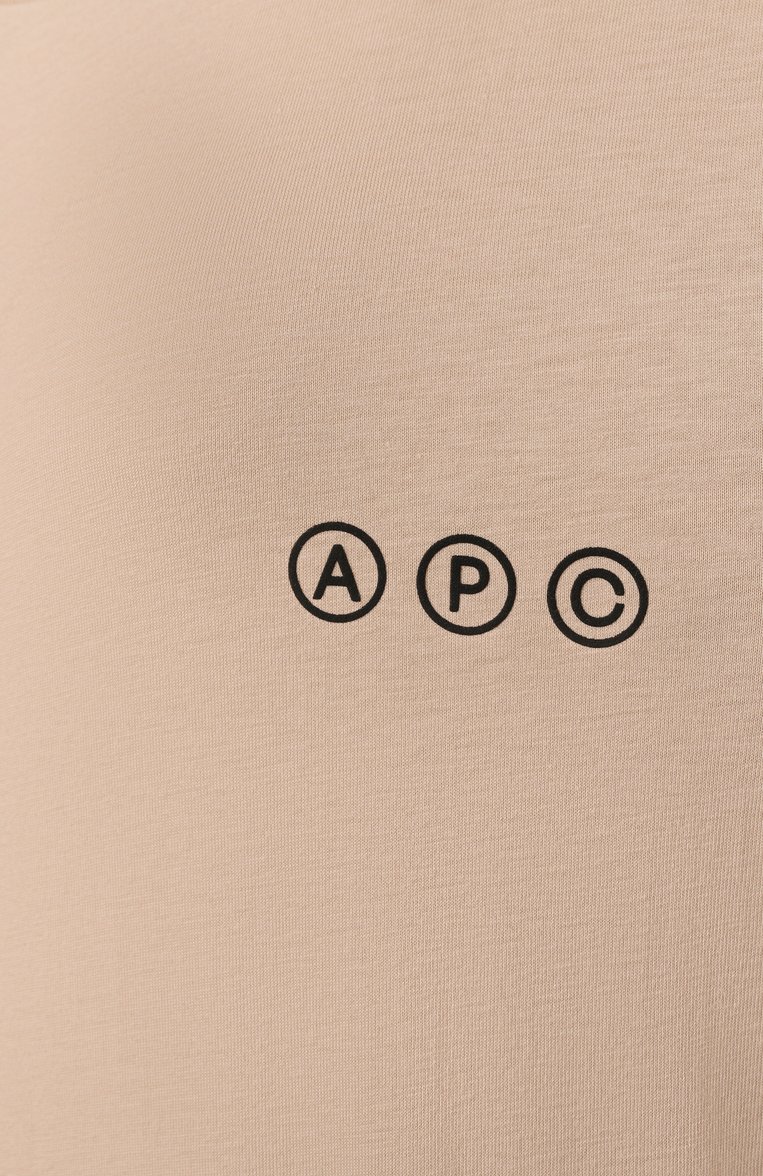 Женская хлопковый лонгслив A.P.C. бежевого цвета, арт. C0HBM-M26438 | Фото 6 (Драгоценные камни: Проставлено; Длина (для топов): Стандартные; Рукава: Длинные; Материал сплава: Проставлено; Стили: Кэжуэл; Материал внешний: Хлопок; Принт: С принтом)