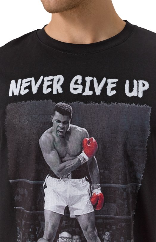 Хлопковая футболка Bisibiglio ALI NEVER GIVE UP Чёрный  ALI NEVER GIVE UP Фото 5