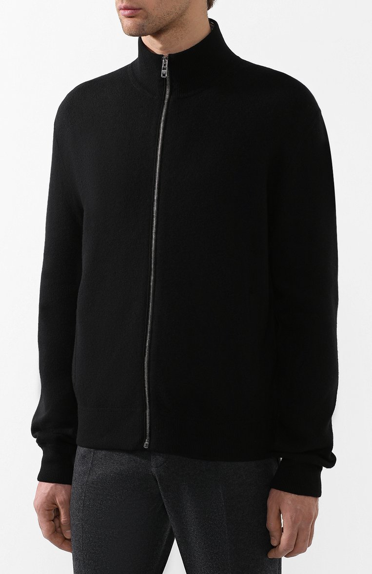 Мужской кашемировый кардиган PRADA черного цвета, арт. UMC054-X4M-F0002 | Фото 3 (Рукава: Длинные; Материал внешний: Кашемир, Шерсть; Длина (для топов): Стандартные; Статус проверки: Проверена категория, Проверено; Стили: Кэжуэл; Мужское Кросс-КТ: Кардиган-одежда; Застежка: Молния; Автоматизация ТО: Проставлено; Автоматизация состава: Проставлено; Автоматизация Diginetica: Проверено)