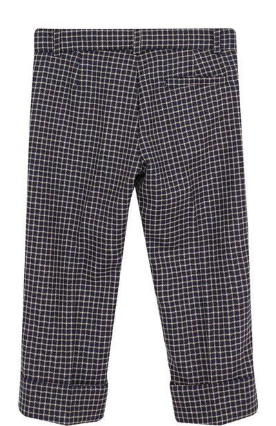 Шерстяные брюки в клетку с отворотами GUCCI синего цвета по цене 53350 руб., арт. 499573/XB823, фото 2 Шерстяные брюки в клетку с отворотами GUCCI, арт. 499573/XB823, фото 2