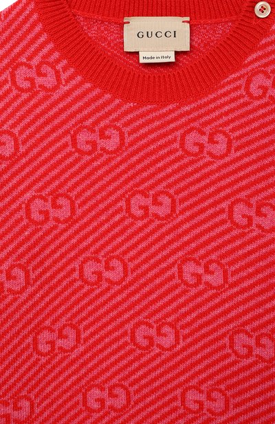Шерстяной пуловер GUCCI красного цвета по цене 48150 руб., арт. 638308/XKBNH, фото 3 Шерстяной пуловер GUCCI, арт. 638308/XKBNH, фото 3