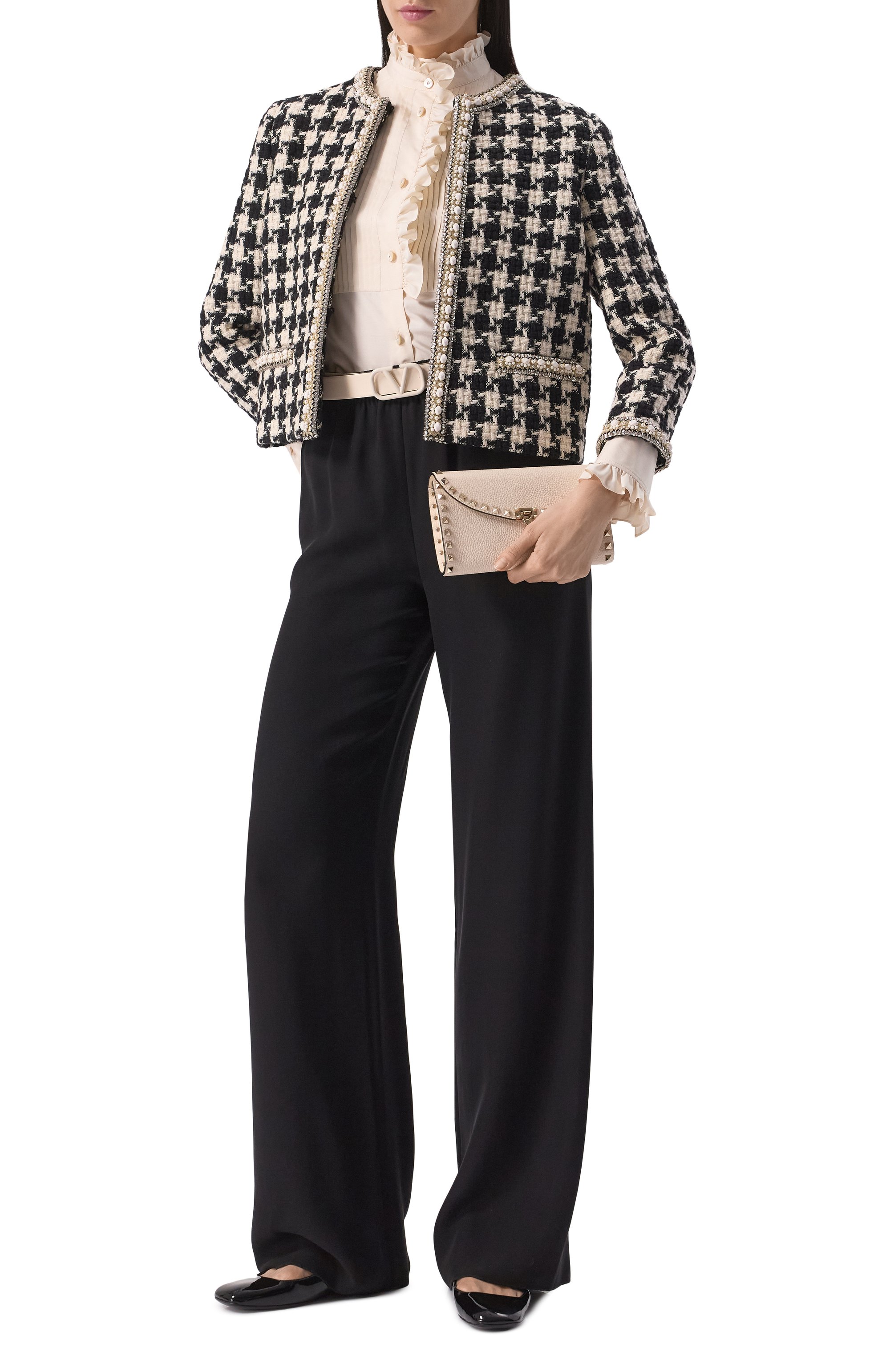 Шелковые брюки VALENTINO черного цвета по цене 260500 руб., арт. 6B3RB6861MM, фото 2 Шелковые брюки VALENTINO, арт. 6B3RB6861MM, фото 2