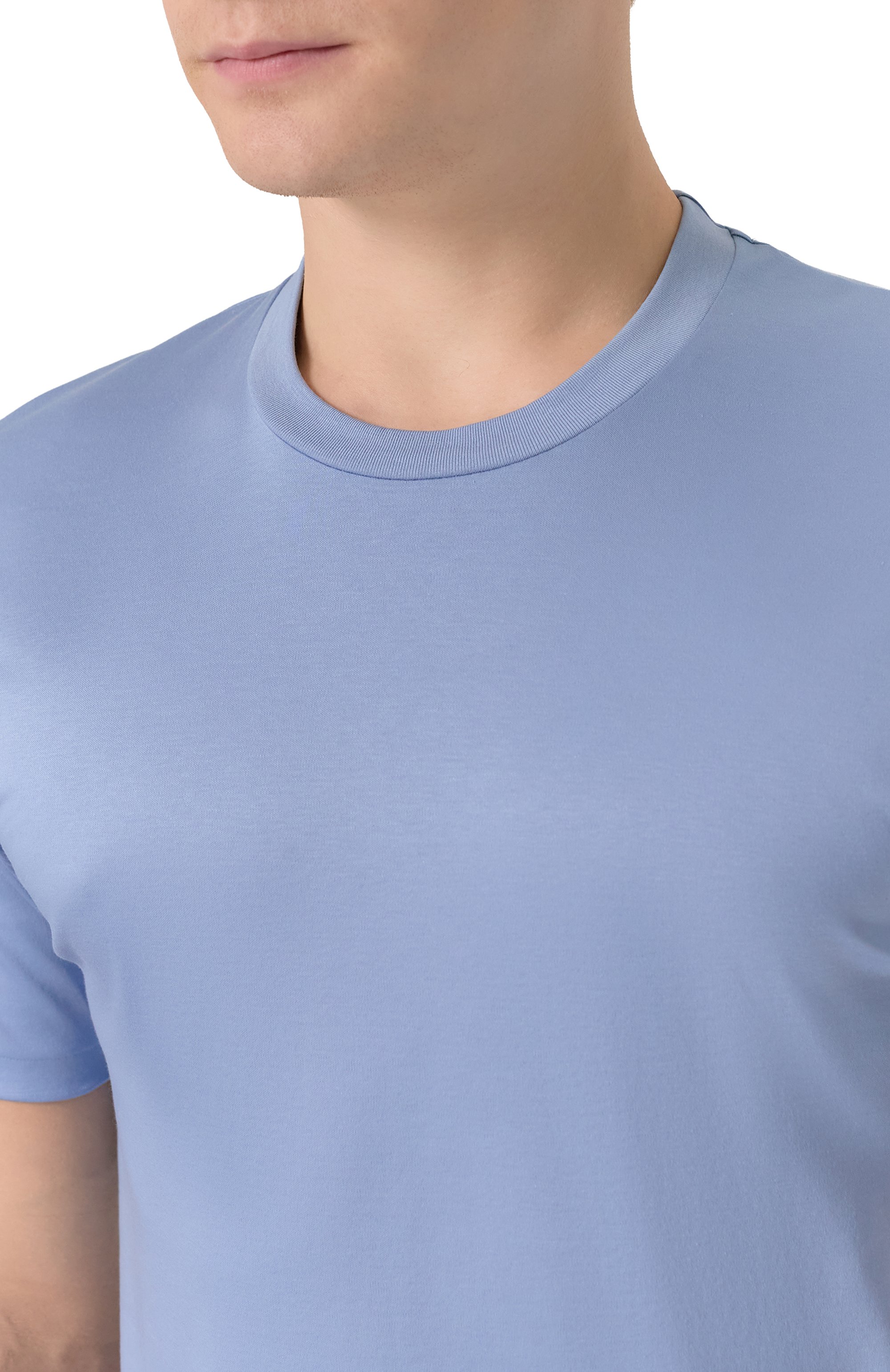 Хлопковая футболка ZIMMERLI голубого цвета по цене 19750 руб., арт. 286-1447, фото 5 Хлопковая футболка ZIMMERLI, арт. 286-1447, фото 5