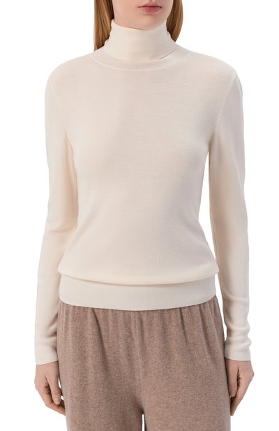 Водолазка из шерсти и шелка WINDSOR белого цвета по цене 42400 руб., арт. 52 DP620 10014631/30047417, фото 3 Водолазка из шерсти и шелка WINDSOR, арт. 52 DP620 10014631/30047417, фото 3