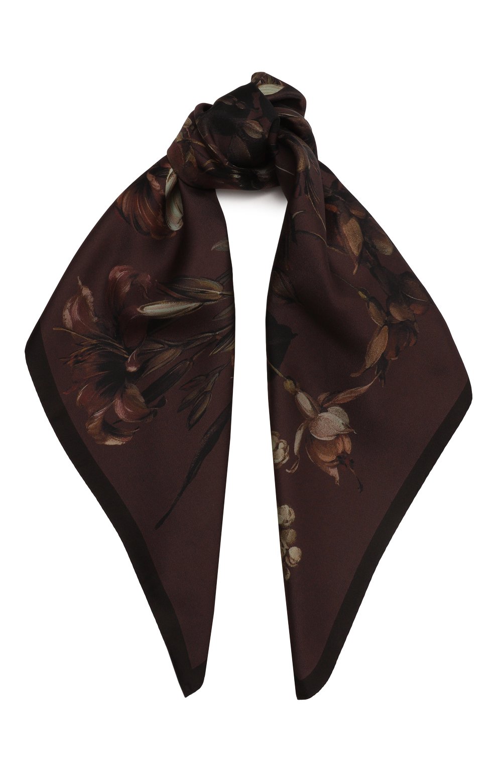 Шелковый платок DRIES VAN NOTEN коричневого цвета по цене 51250 руб., арт. 232-011301-7168, фото 1 Шелковый платок DRIES VAN NOTEN, арт. 232-011301-7168, фото 1