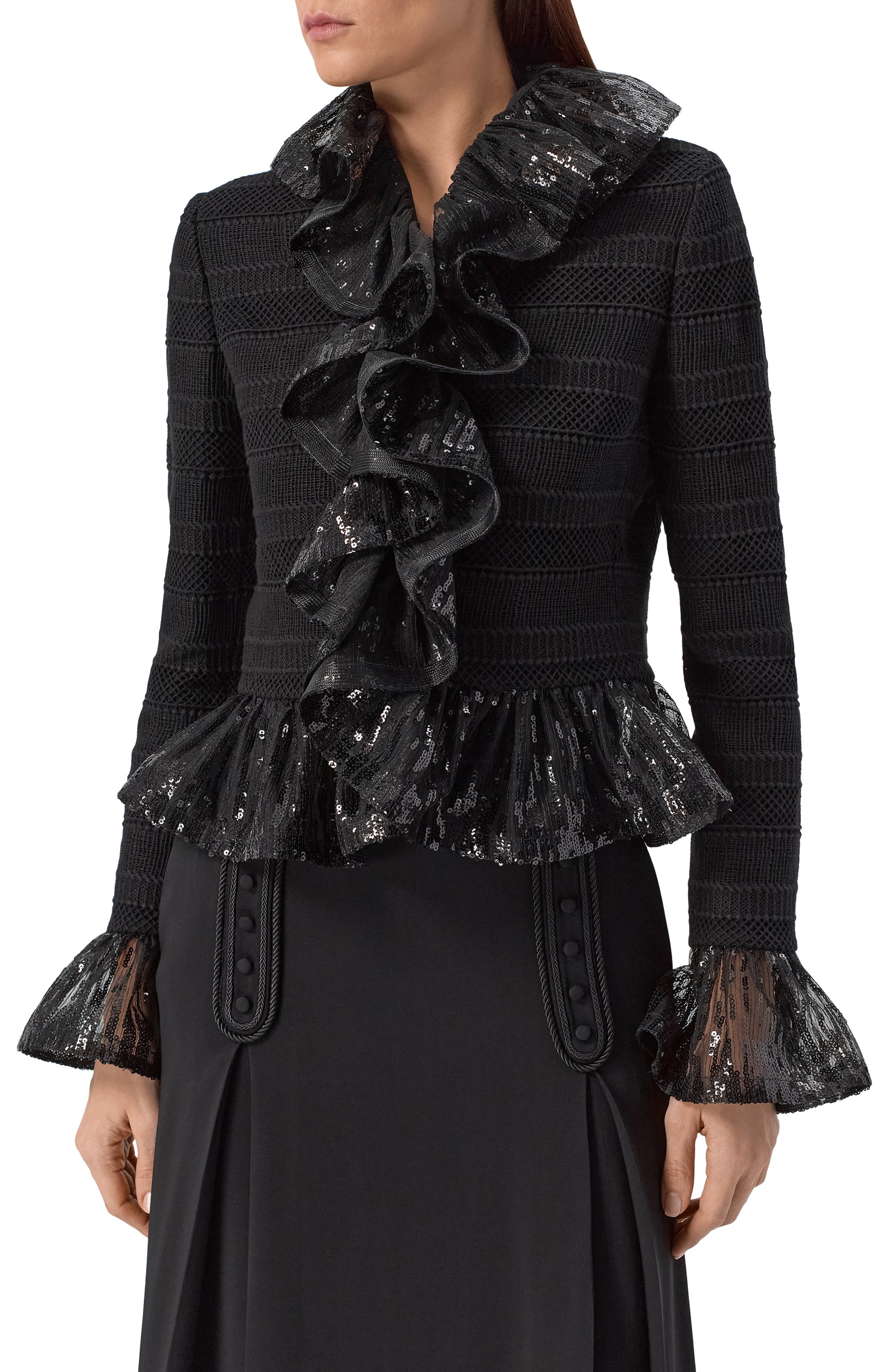 Жакет с отделкой пайетками ELIE SAAB, арт. J0165NF25PAM01, фото 3